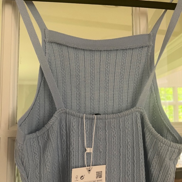 Zara Light Blue Knit Halter Mini Dress NWT Size Small - Picture 3 of 6